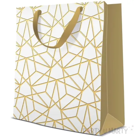 torebka prezentowa luxury mesh bialo zloty paw 20 x 25 x 10 cm