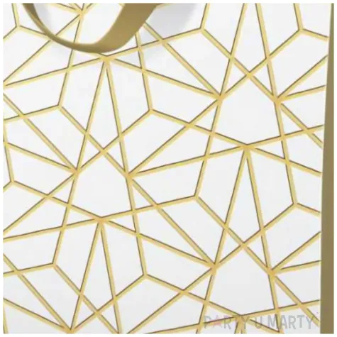 torebka prezentowa luxury mesh bialo zloty paw 26 5 x 13 x 33 5 cm