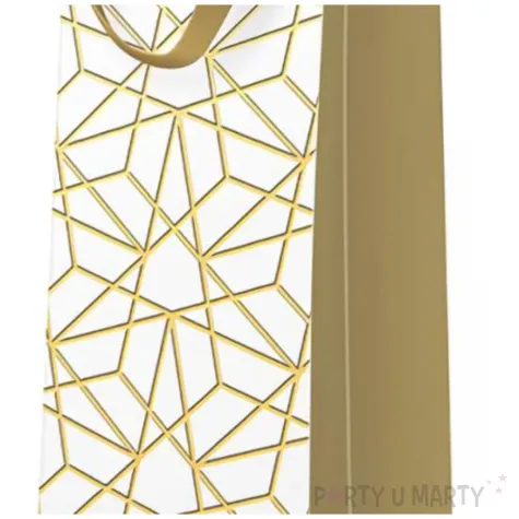torebka prezentowa luxury mesh na butelke bialy paw 37x12 cm