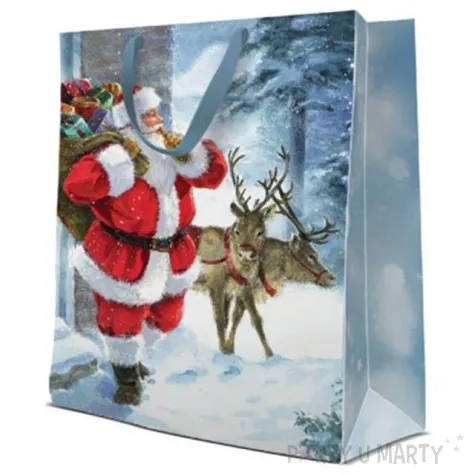 torebka prezentowa mikolaj i renifery kol mix paw 41x30 cm