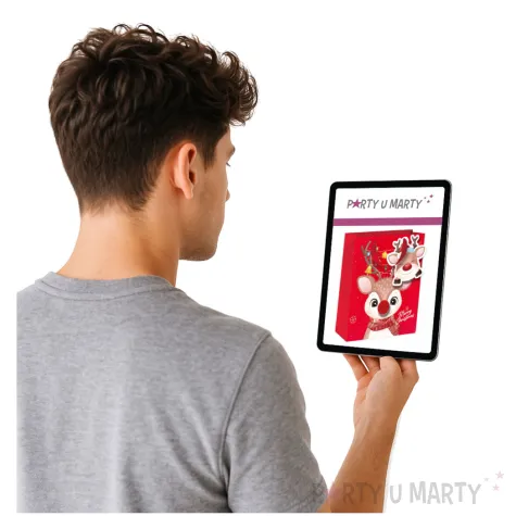 torebka prezentowa renifer merry christmas czerwona partypal 32x42x12