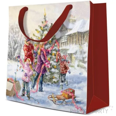 torebka prezentowa rodzinne swieta paw 17 x 17 x 6 cm
