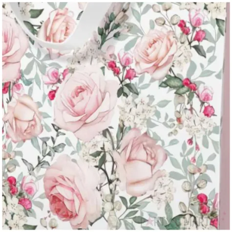 torebka prezentowa rozowe roze paw 26 5 x 33 5 x 13 cm