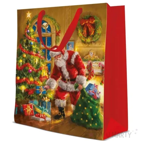 torebka prezentowa sw mikolaj boze narodzenie kolorowa paw 33 5x26 5x13 cm