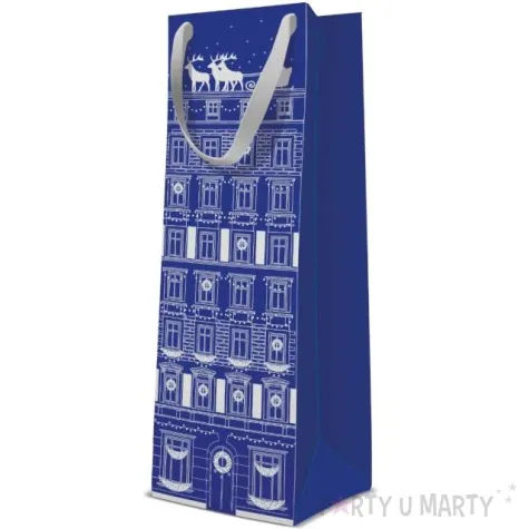 torebka prezentowa swiateczna kamienica zielona paw 26x33x13 cm