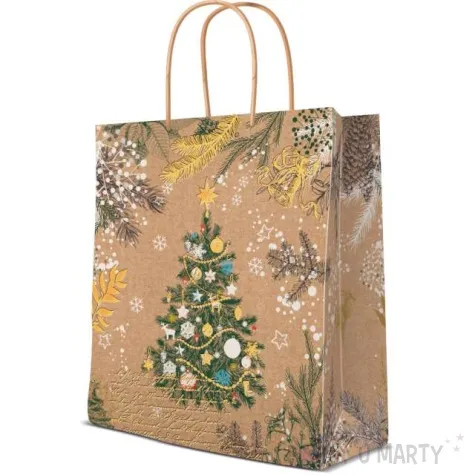 torebka prezentowa swiateczne drzewko paw 20 x 25 x 10 cm