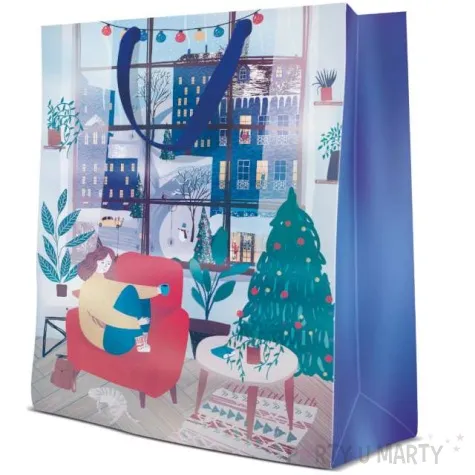 torebka prezentowa swiateczny odpoczynek paw 30 x 41 x 12 cm