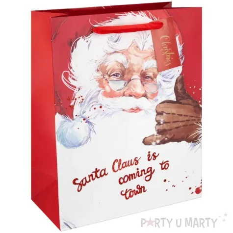 torebka prezentowa swiety mikolaj santa claus is coming back to town partypal 23x18 cm