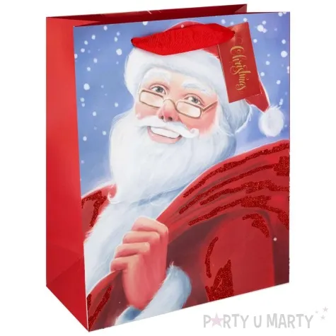 torebka prezentowa swiety mikolaj z workiem prezentow partypal 42x32 cm