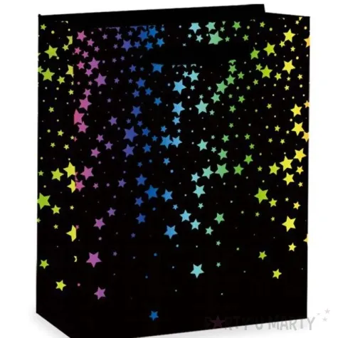 torebka prezentowa teczowe grochy partypal 32 x 26 cm