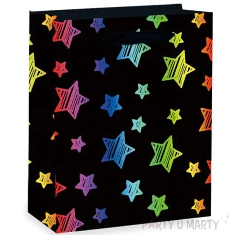torebka prezentowa teczowe gwiazdki partypal 32 x 26 cm