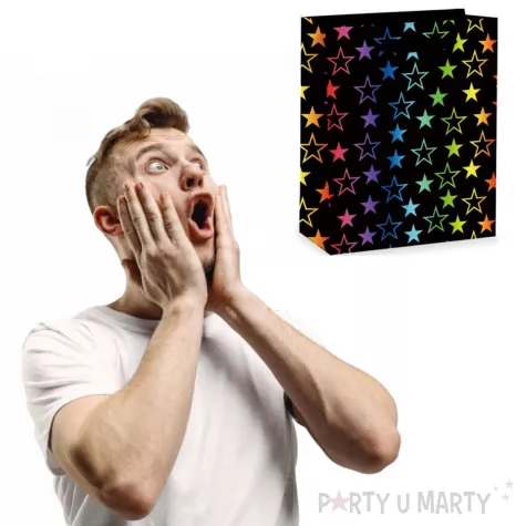 torebka prezentowa teczowe gwiazdki partypal 42 x 32 cm