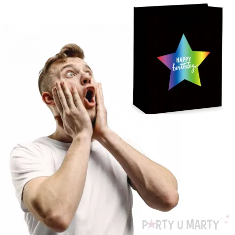 torebka prezentowa teczowe happy birthday partypal 32 x 26 cm