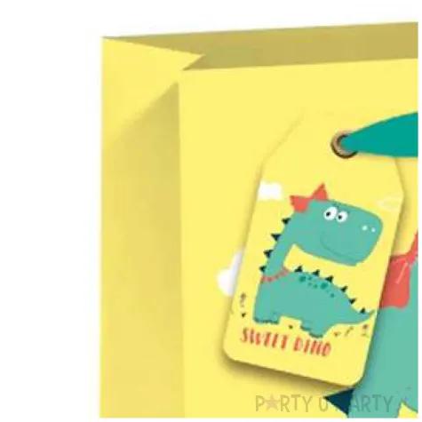 torebka prezentowa wesoly dinozaur zolta partypal 23 x 18 cm