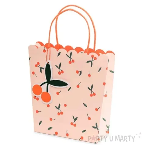 torebka prezentowa wisienki pomaranczowy partydeco 23x22 cm