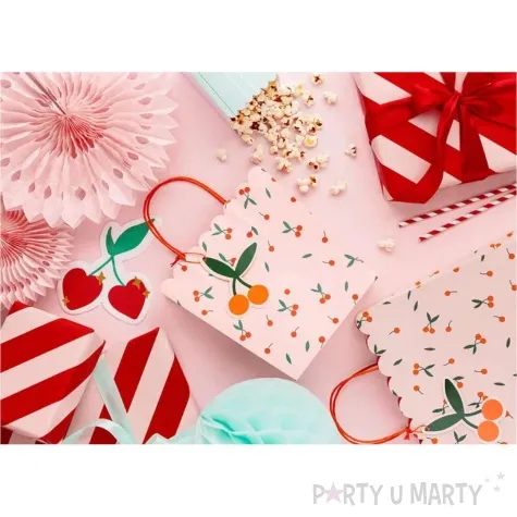 torebka prezentowa wisienki pomaranczowy partydeco 23x22 cm