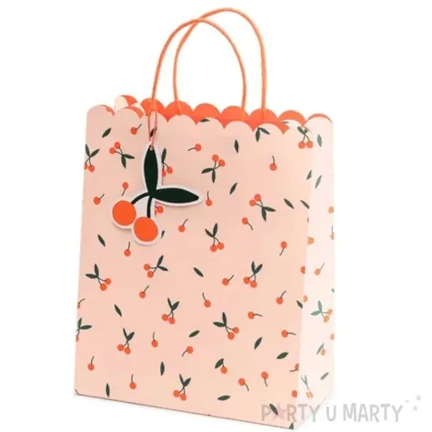 torebka prezentowa wisienki pomaranczowy partydeco 32x26 cm