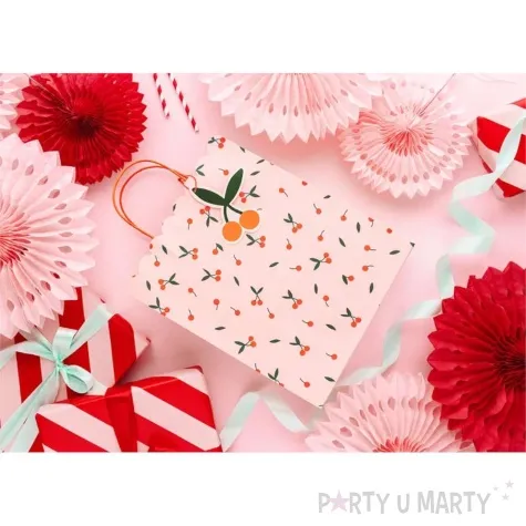 torebka prezentowa wisienki pomaranczowy partydeco 32x26 cm