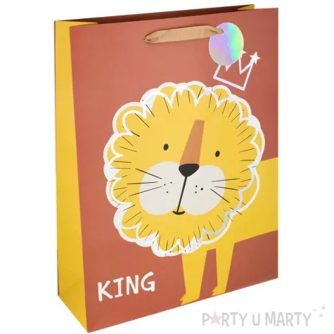 torebka prezentowa wyjatkowe zwierzaki lew partypal 42x32 cm