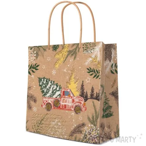 torebka prezentowa wyprawa po choinke paw 17 x 17 x 6 cm