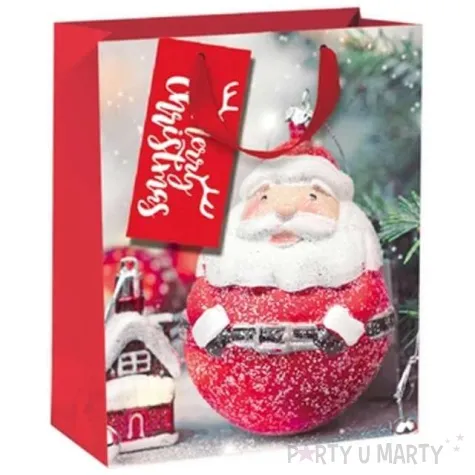 torebka prezentowa xmas bombka mikolaj czerwona partypal 18x23x10 cm