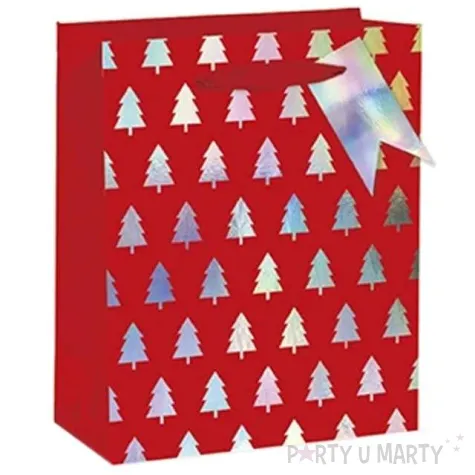 torebka prezentowa xmas choinki czerwona partypal 32x42x12 cm