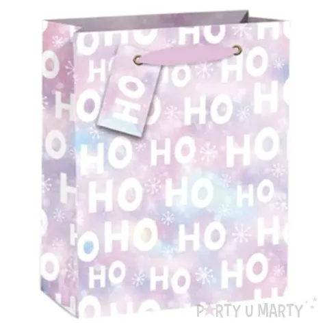 torebka prezentowa xmas ho ho pastelowa partypal 18x23x10 cm
