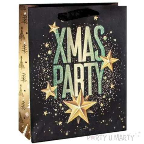 torebka prezentowa xmas party czarna partypal 26x32x12 5 cm