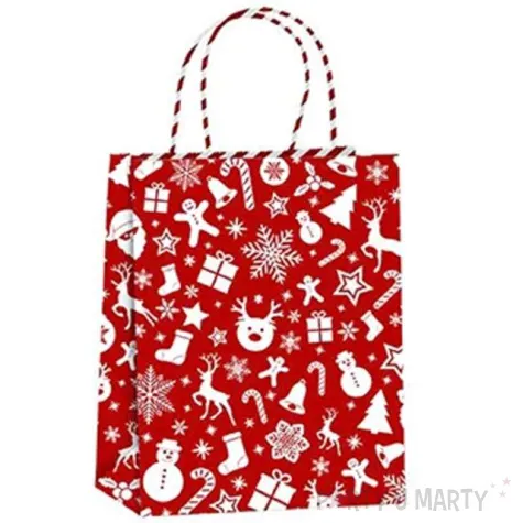 torebka prezentowa xmas renifer czerwona partypal 26x32x12 5 cm