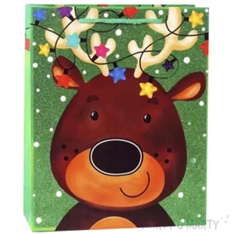torebka prezentowa xmas renifer zielona partypal 32x42x12 cm