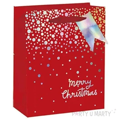 torebka prezentowa xmas snieg czerwona partypal 26x32x12 5 cm