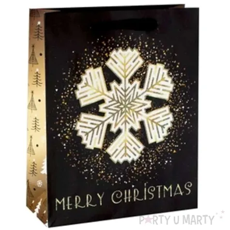 torebka prezentowa xmas sniezka czarna partypal 26x32x12 5 cm