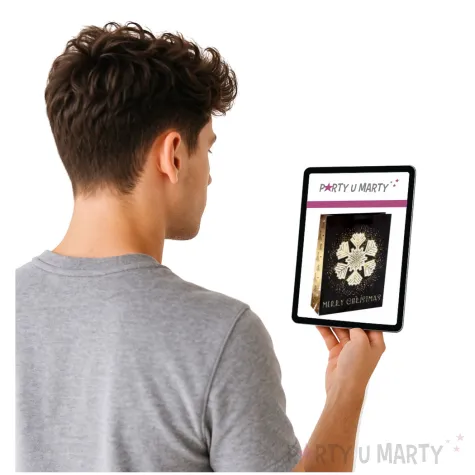 torebka prezentowa xmas sniezka czarna partypal 26x32x12 5 cm