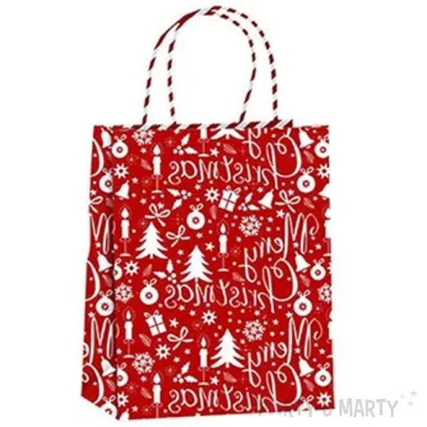 torebka prezentowa xmas sniezki czerwona partypal 18x23x10 cm