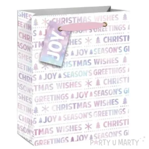 torebka prezentowa xmas zyczenia biala partypal 32x42x12 cm