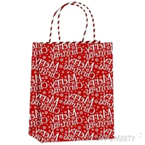 torebka prezentowa xmas zyczenia czerwona partypal 32x42x12 cm