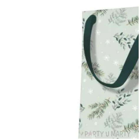 torebka prezentowa zimowy klimat galazki zielona paw 37x12x10 cm