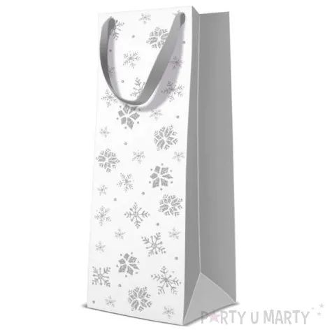 torebka prezentowa zimowy klimat sniezynki biala paw 37x12x10 cm