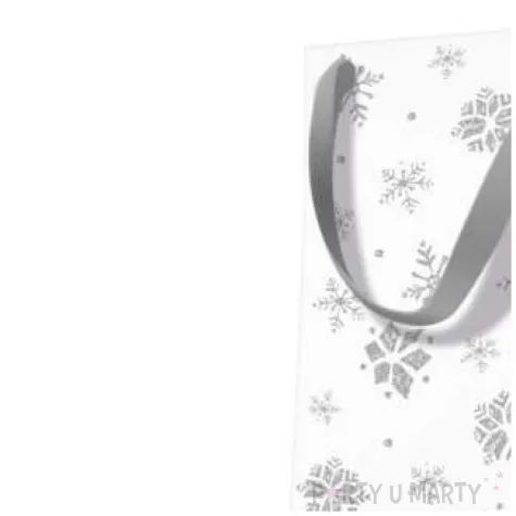 torebka prezentowa zimowy klimat sniezynki biala paw 37x12x10 cm