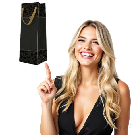 torebka prezentowa zlota korona czarna paw 37x12 cm