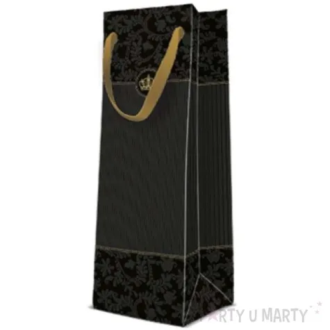 torebka prezentowa zlota korona czarna paw 37x12 cm