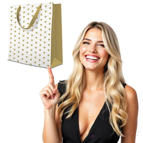 torebka prezentowa zlote serduszka paw 20x25 cm