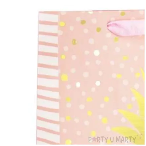 torebka prezentowa zloty ananas rozowa partypal 23 x 18 cm