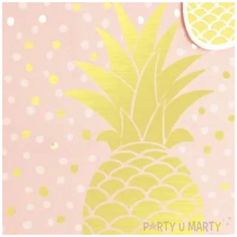 torebka prezentowa zloty ananas rozowa partypal 32 x 26 cm