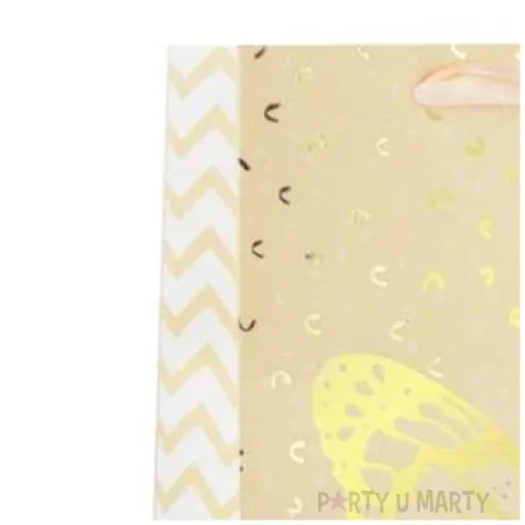 torebka prezentowa zloty motyl naturalny partypal 42 x 32 cm