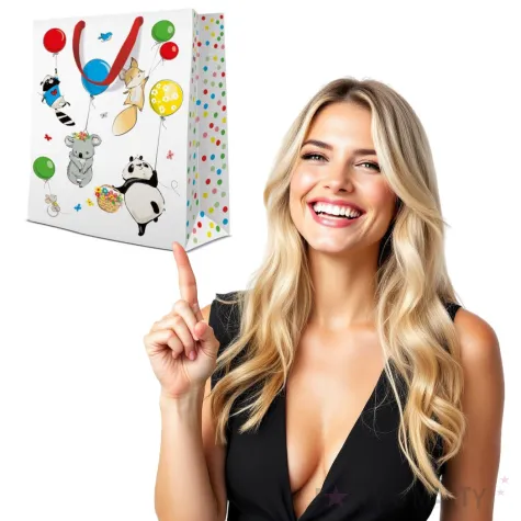 torebka prezentowa zwierzatka z balonikami paw 41x30 cm