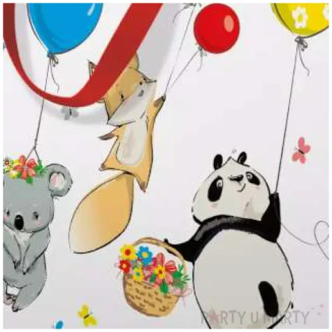 torebka prezentowa zwierzeta z balonami paw 33x26 cm