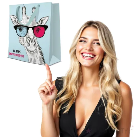 torebka prezentowa zyrafa w okularach paw 20x25 cm