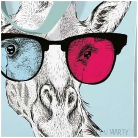 torebka prezentowa zyrafa w okularach paw 20x25 cm