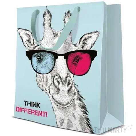 torebka prezentowa zyrafa w okularach paw 20x25 cm